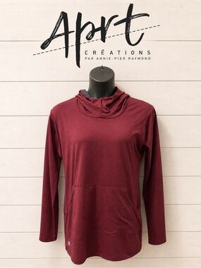 Burgundy long sleeve hoodie – Apart Créations – – Size XXL